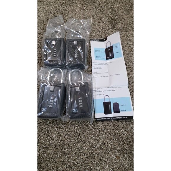 Set of 4 – 321 Locks Combination Key Lock Boxes with 4-Digit Code – Portable Sec - Picture 3 of 8